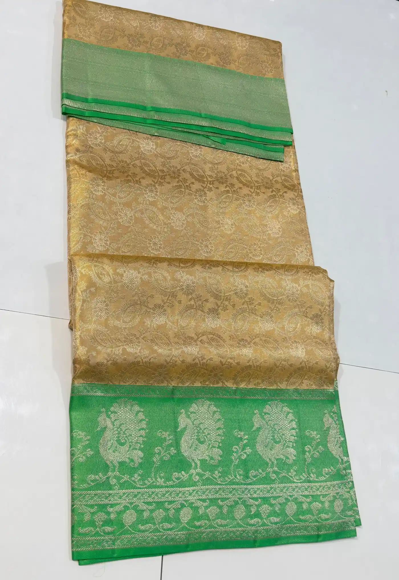 Peacock and Floral Zari Kanchipuram Bridal Silk Saree